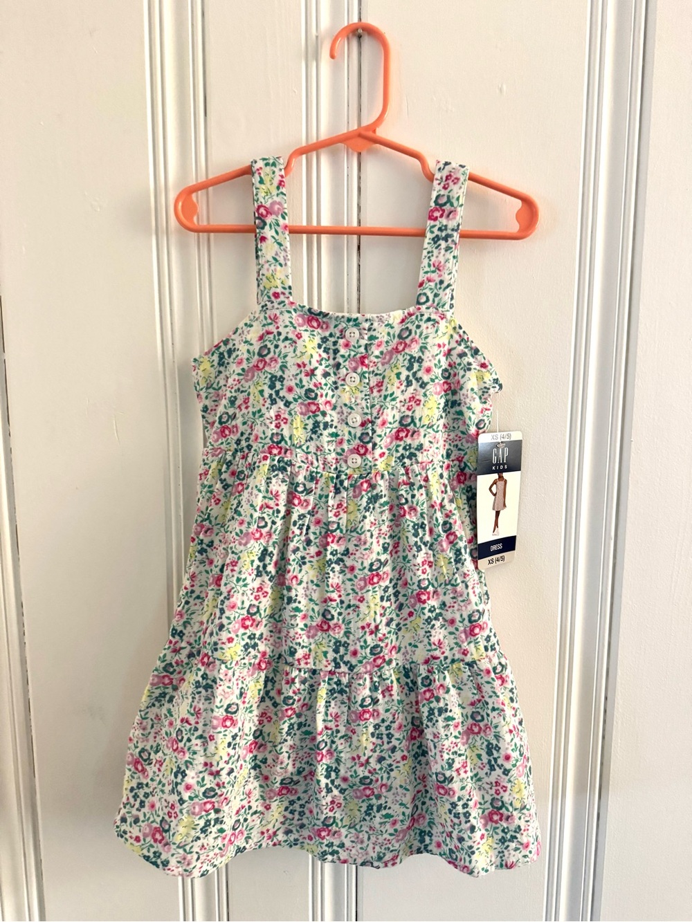 NWT GAP Floral Sundress - White with Pink & Green - Size 4/5 XS Girls